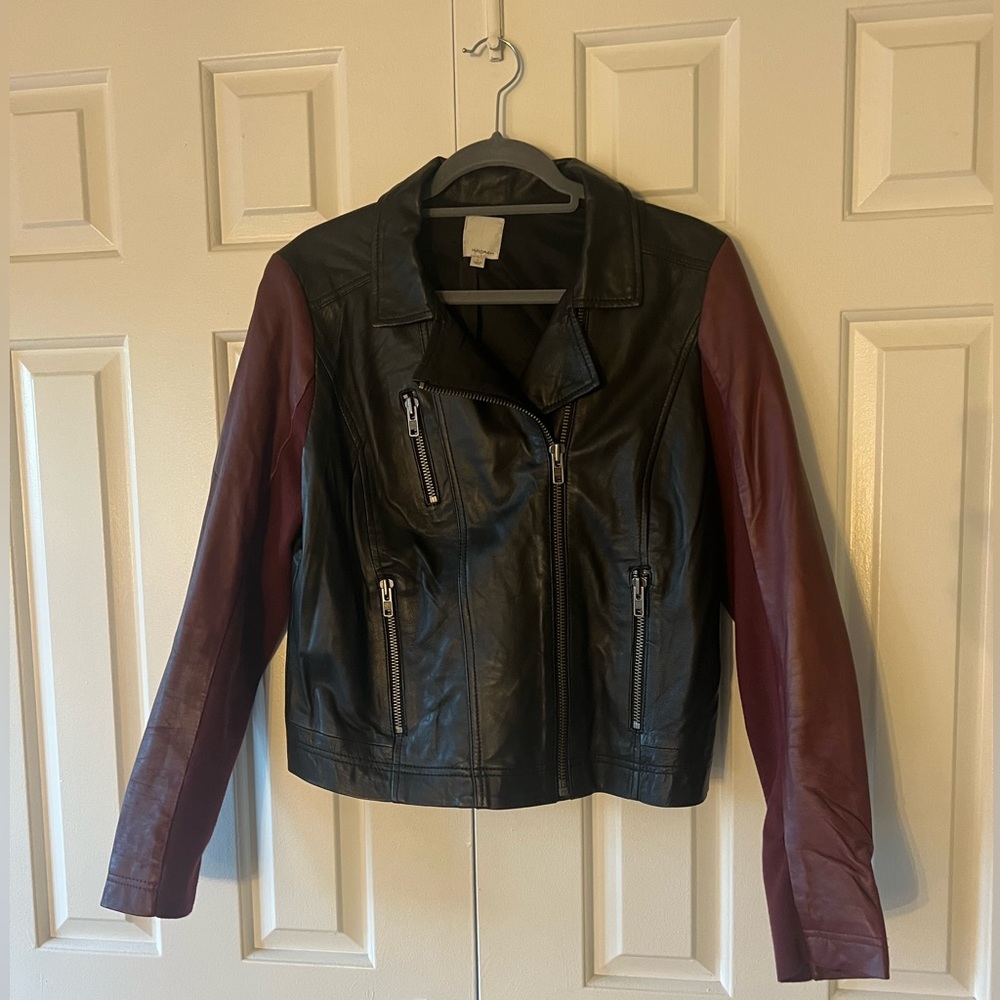 Two tone Halogen genuine leather jacket. Size L